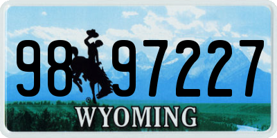 WY license plate 9897227