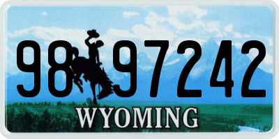 WY license plate 9897242