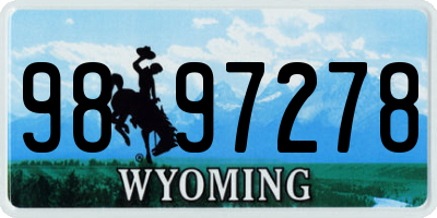 WY license plate 9897278