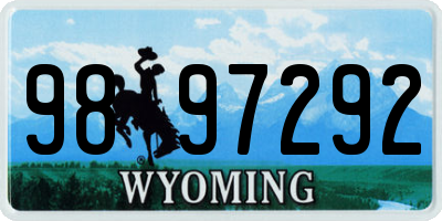 WY license plate 9897292