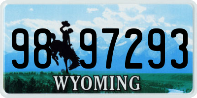 WY license plate 9897293