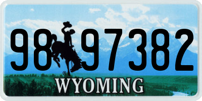 WY license plate 9897382