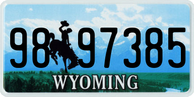WY license plate 9897385