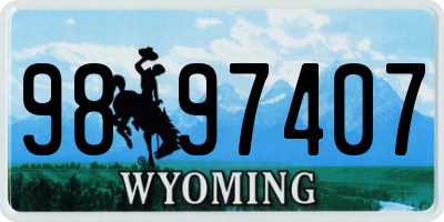WY license plate 9897407