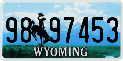 WY license plate 9897453