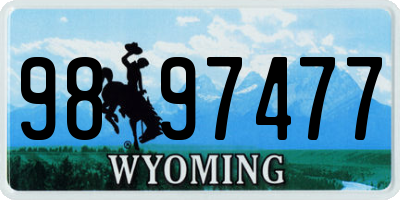 WY license plate 9897477