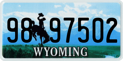 WY license plate 9897502