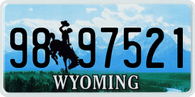 WY license plate 9897521
