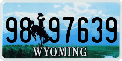 WY license plate 9897639