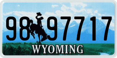 WY license plate 9897717