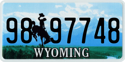 WY license plate 9897748