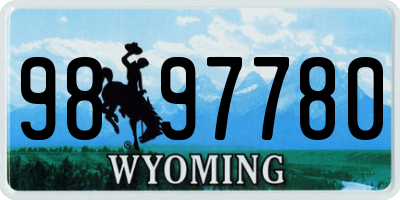 WY license plate 9897780