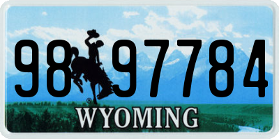 WY license plate 9897784