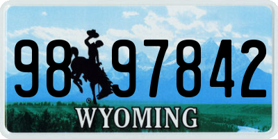 WY license plate 9897842