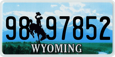 WY license plate 9897852