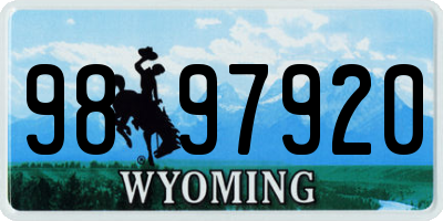 WY license plate 9897920