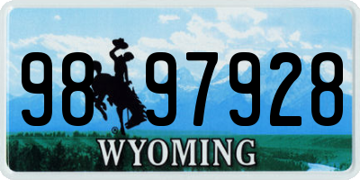 WY license plate 9897928