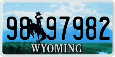 WY license plate 9897982