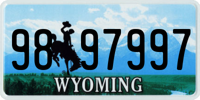 WY license plate 9897997