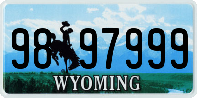 WY license plate 9897999
