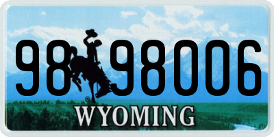 WY license plate 9898006