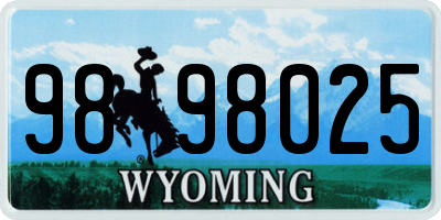 WY license plate 9898025