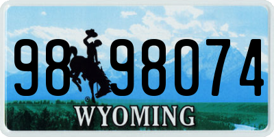 WY license plate 9898074