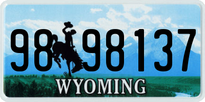 WY license plate 9898137