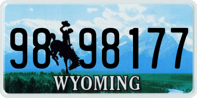 WY license plate 9898177