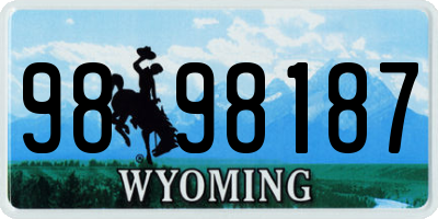 WY license plate 9898187
