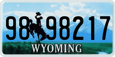 WY license plate 9898217