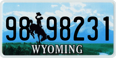 WY license plate 9898231