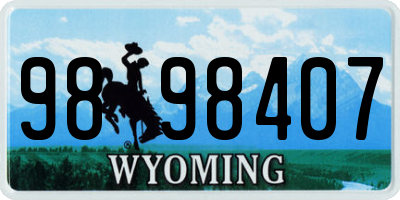WY license plate 9898407