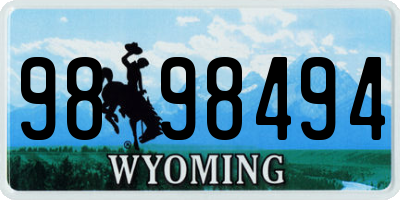 WY license plate 9898494