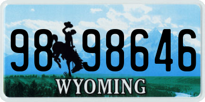 WY license plate 9898646