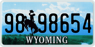 WY license plate 9898654