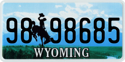 WY license plate 9898685