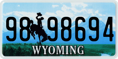 WY license plate 9898694