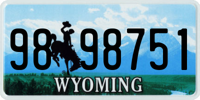 WY license plate 9898751