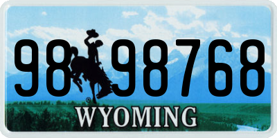 WY license plate 9898768