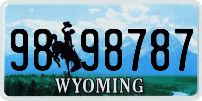 WY license plate 9898787