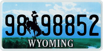 WY license plate 9898852