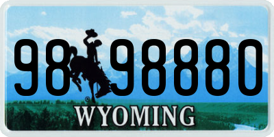 WY license plate 9898880