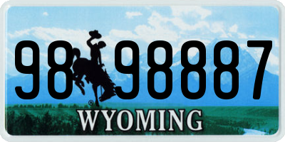 WY license plate 9898887