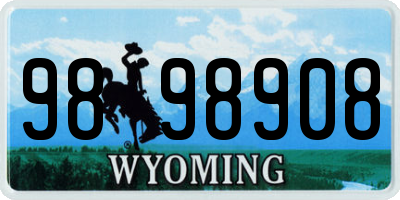 WY license plate 9898908