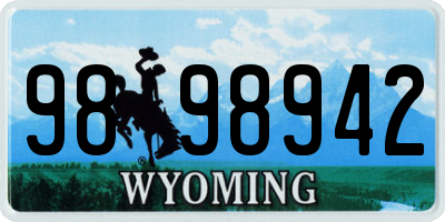 WY license plate 9898942