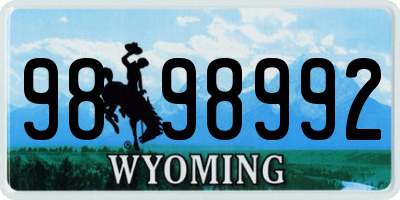 WY license plate 9898992