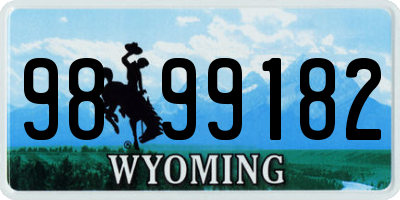 WY license plate 9899182
