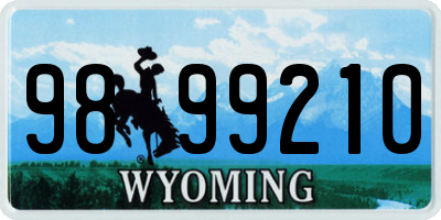 WY license plate 9899210