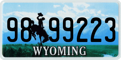 WY license plate 9899223